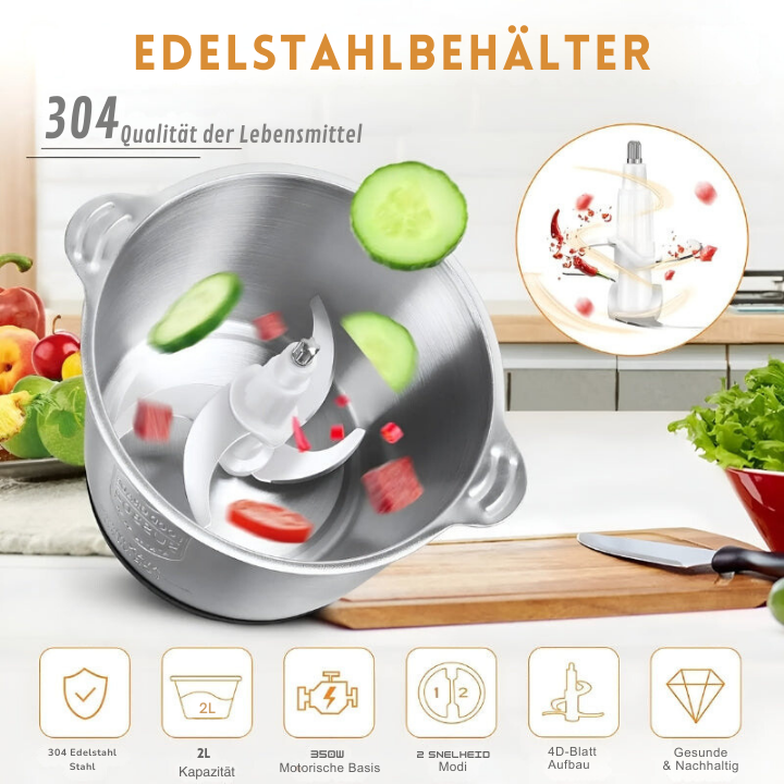 Multifunktionaler Fleischwolf aus Edelstahl, 2L Kapazität, 250W Leistung