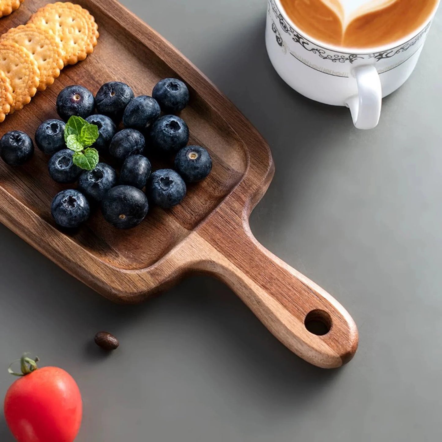 Massives Holz-Servierbrett Acacia – Schneidebrett & Tablett für Küche, Brot, Käse, Steak – 29x12 cm / 45x15 cm