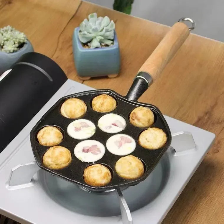 Takoyaki Pfanne Gusseisen 14 Mulden – Induktion & Gasherd geeignet