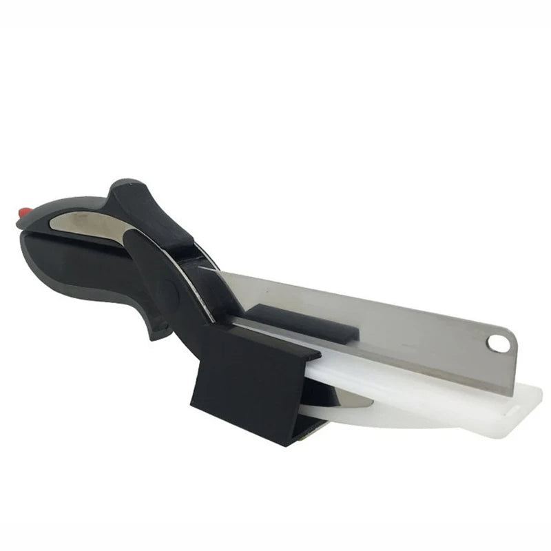 2-in-1 Küchenschere & Messer – Edelstahl Mehrzweckschere für Fleisch, Gemüse & Obst