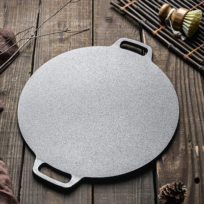 Gusseisen Grillpfanne Rund 28 cm – Antihaft Bratplatte für BBQ & Küche