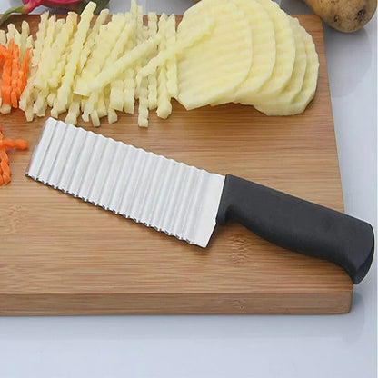 Edelstahl Kartoffelschneider Crinkle Cutter – Wellenmesser für Pommes, Gemüse & Obst