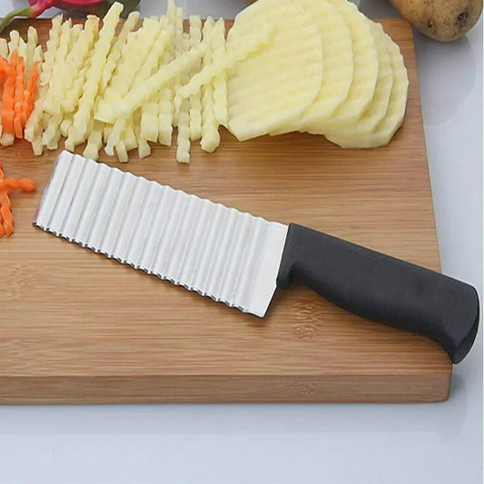 Edelstahl Kartoffelschneider Crinkle Cutter – Wellenmesser für Pommes, Gemüse & Obst