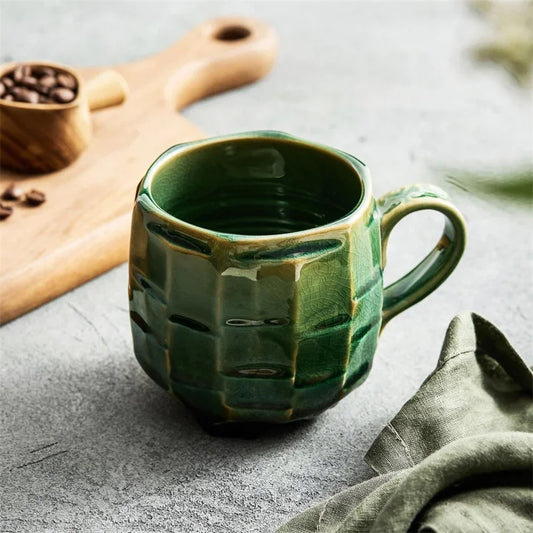 Vintage Keramik Latte Becher – 420 ml Retro Kaffeetasse