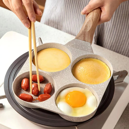 4-loch bratpfanne mit antihaftbeschichtung – pfanne für eier, pfannkuchen und omeletts
