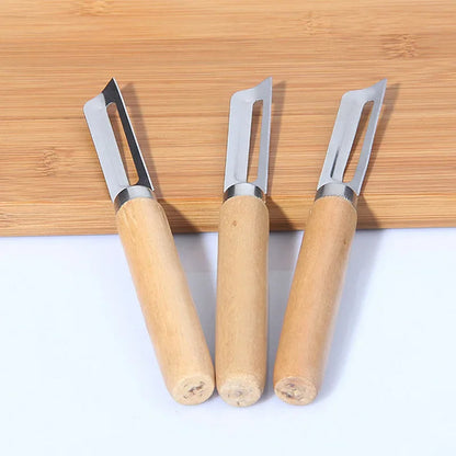 3-teiliges Edelstahl Schäler-Set mit Holzgriff – Für Obst, Gemüse & Kartoffeln