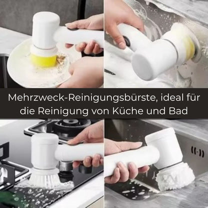 Elektrische Reinigungsbürste für Zuhause, Wiederaufladbar, Kraftvolle Handfreie Reinigung, Vielseitig für Bad, Küche und Fliesen