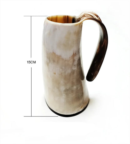 Viking Trinkhorn Becher – Handgefertigt – Naturhorn – 300-350 ml – Einzigartiges Geschenk