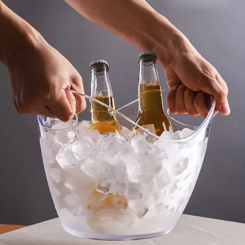 Transparenter Eiswürfelbehälter 3,5L – Acryl Champagnerkühler mit Griff für Wein, Bier & Getränke