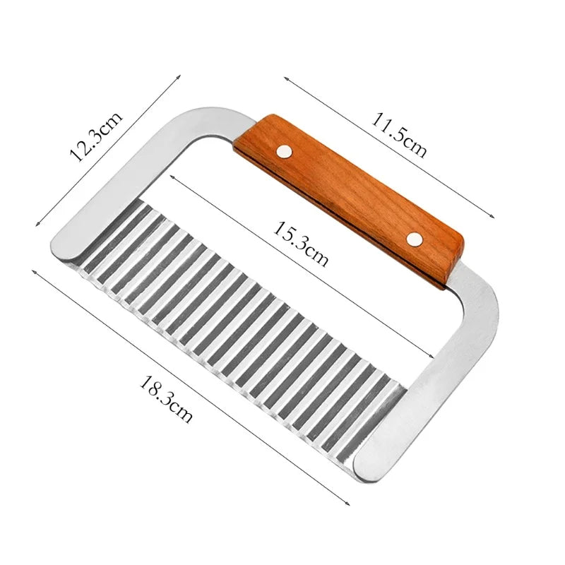 Edelstahl Kartoffelschneider Wellenmesser – Perfekt für Pommes, Gemüse & Obst, 18.3 x 12.3 cm