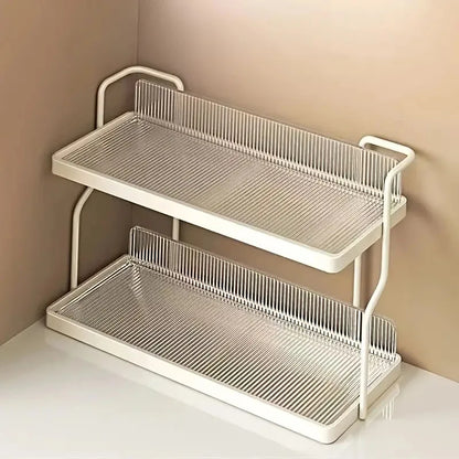 2-stufiges Acryl Gewürzregal – Küchen Organizer für Kräuter und Gewürze, platzsparendes Aufbewahrungsregal