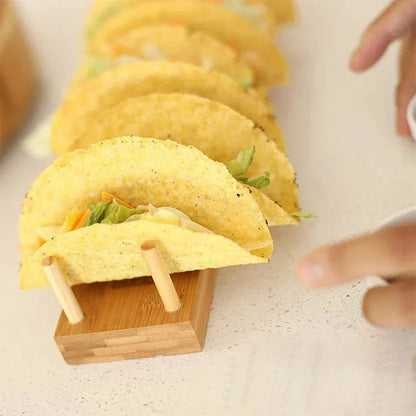 Bambus Taco Halter – Platz für 8 Tacos, Stabiles Taco Rack für Tortillas, Burritos & Wraps, Ideal für Zuhause & Partys