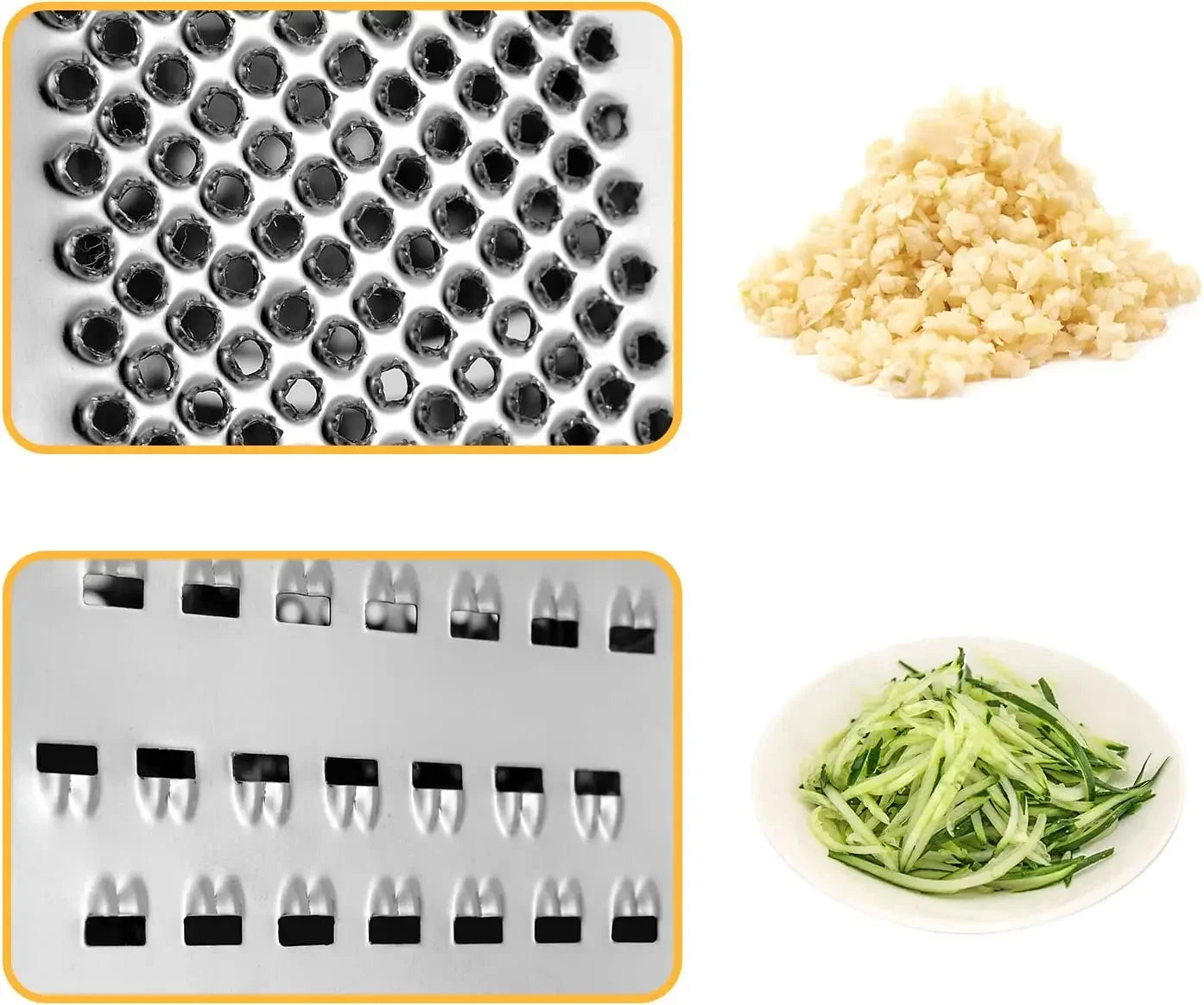 Multifunktionale 6-seitige Edelstahl Reibe - Küchenraspeln, Gemüse-, Käse- und Obstschneider, Handbetrieb
