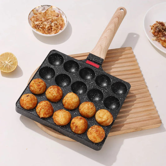 Takoyaki Pfanne Antihaft – 20er Form für Octopusbällchen & Mini-Pfannkuchen, Aluminium, 8,7 x 7,5 cm