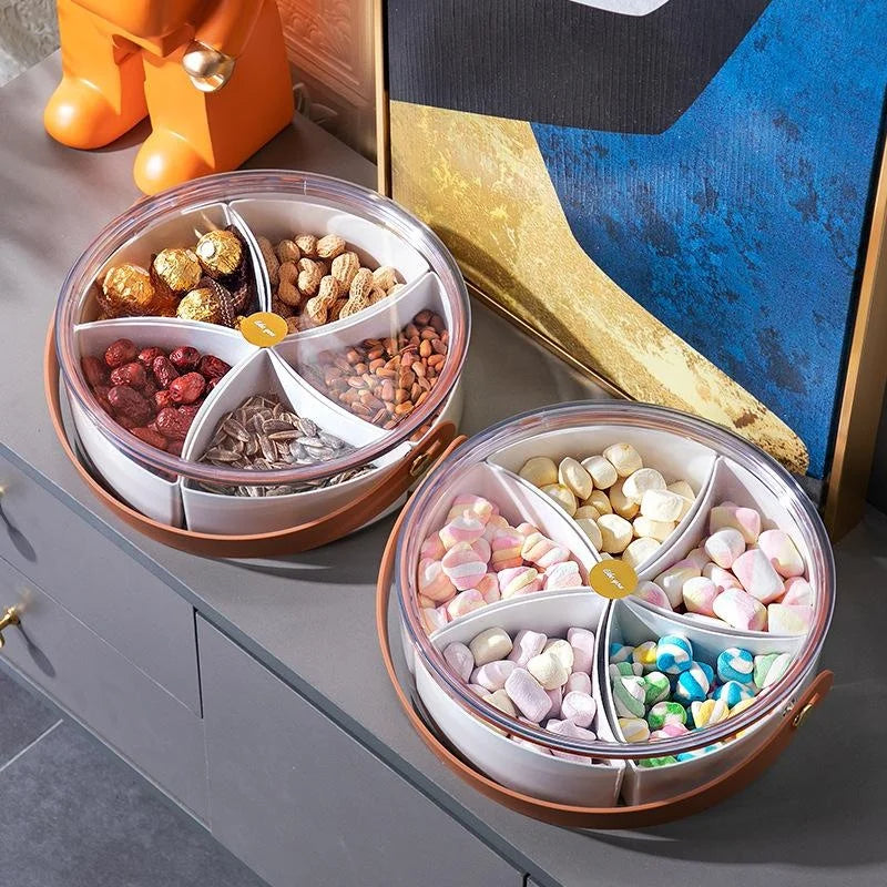 Transparente Snackbox mit Deckel – Aufbewahrungsbox mit 5 herausnehmbaren Fächern, 26 cm