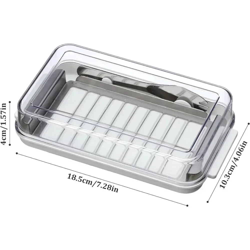 Butterdose mit Deckel und Schneider – 2-in-1 Butterbox, Luftdichte Aufbewahrung, Rechteckige Form