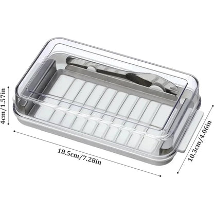 Butterdose mit Deckel und Schneider – 2-in-1 Butterbox, Luftdichte Aufbewahrung, Rechteckige Form