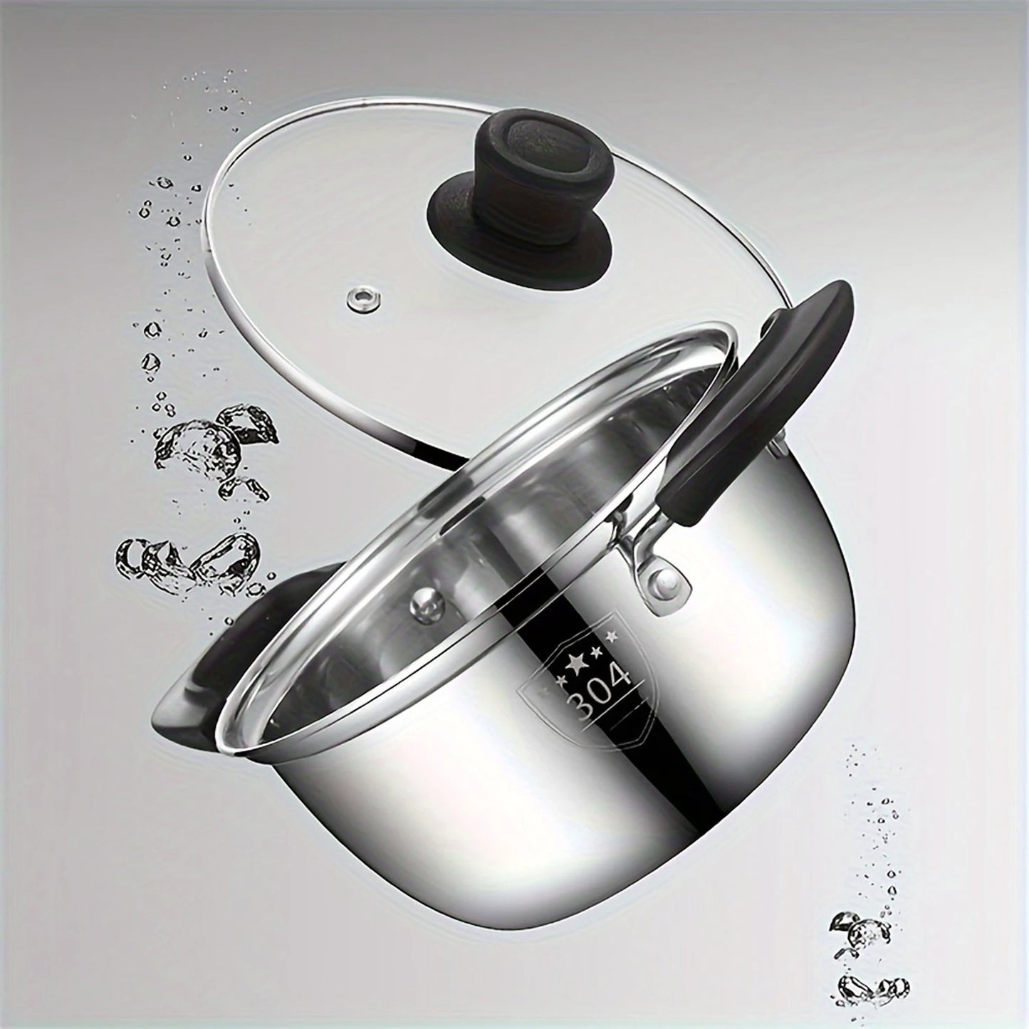 Edelstahl Suppentopf mit Deckel – Hochwertiger 304 Edelstahl, 19,5 cm