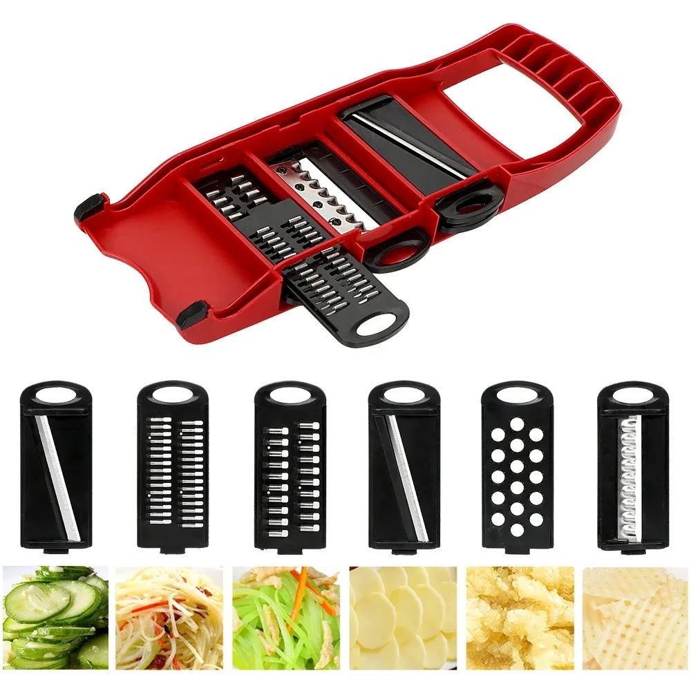 6-in-1 Gemüseschneider mit Schutzhandschuh und Peeler – Edelstahl & Kunststoff