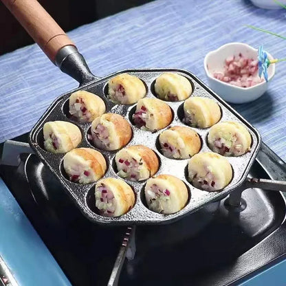 Takoyaki Pfanne Gusseisen 14 Mulden – Induktion & Gasherd geeignet