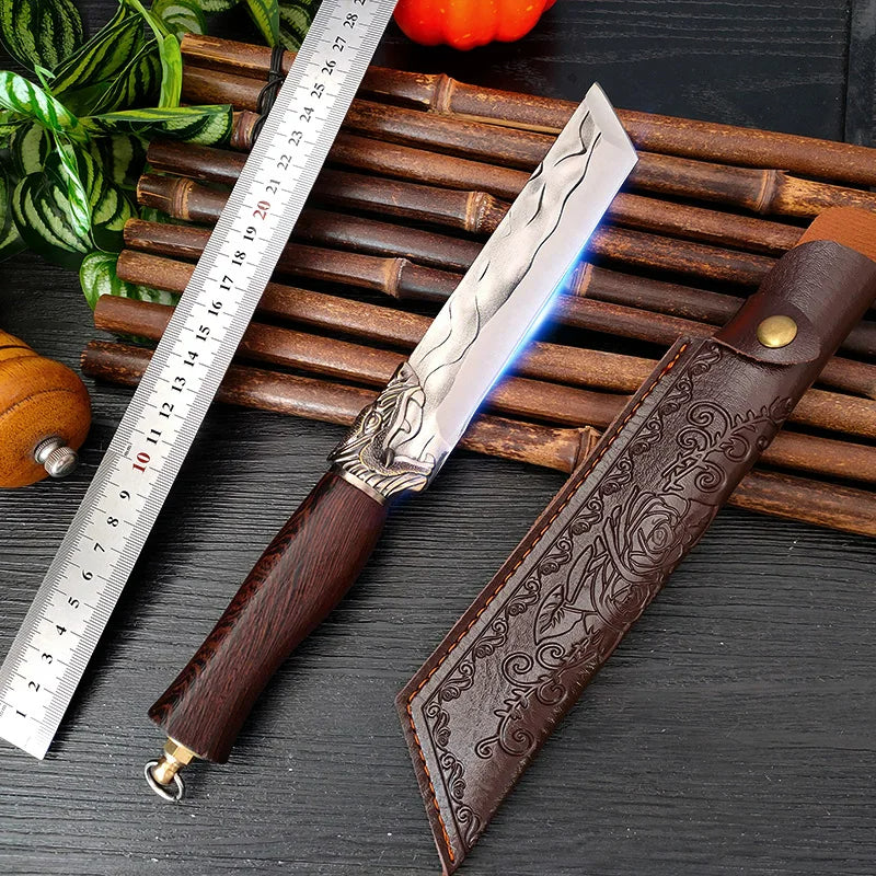 Küchenmesser mit Rosenholzgriff – Handgeschmiedet & ultrascharf