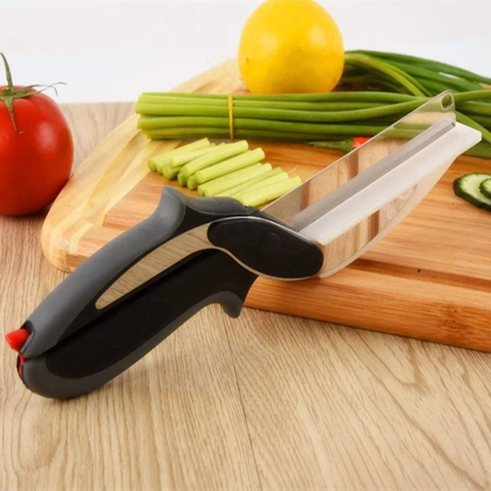 2-in-1 Küchenschere & Messer – Edelstahl Mehrzweckschere für Fleisch, Gemüse & Obst