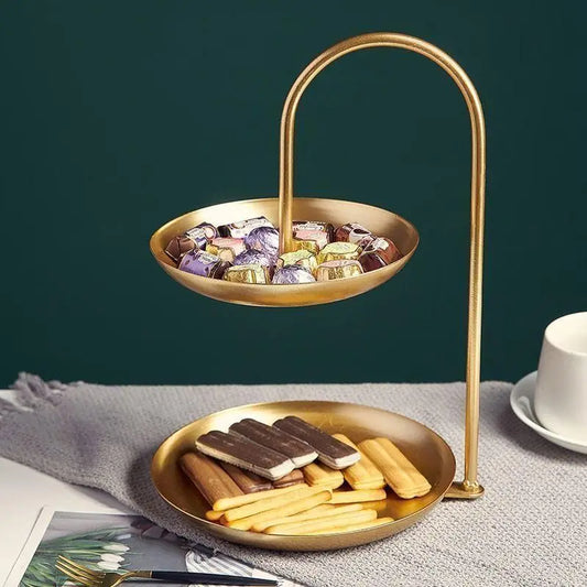 Doppelstöckige Obstschale aus Edelstahl – Moderner Organizer für Snacks und Desserts