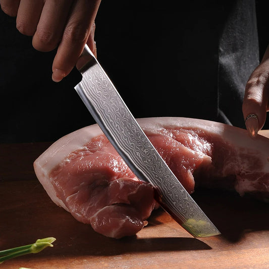 67-lagiges Damaskus Stahl Japanisches Koks- & Fleischmesser, 16 cm Klinge, Scharfes Filetiermesser für Küche und Sushi