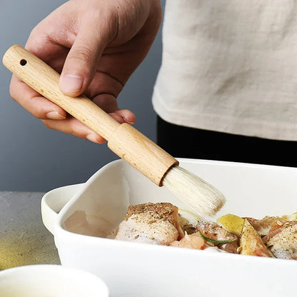 2 Stück Küchen Öl-Bürsten mit Holzgriff – BBQ Grill & Backpinsel, Butter, Honig, Sauce Pinsel für Kochen & Backen, 18cm