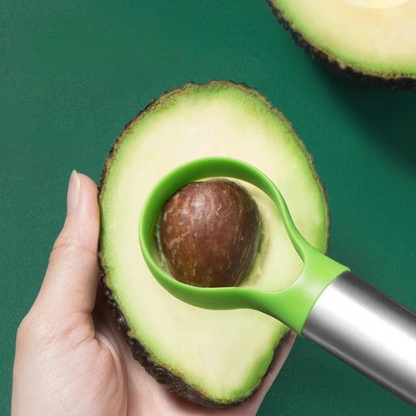 Avocado Slicer 2-in-1 Edelstahl Frucht Cutter für Avocado, Kiwi, Pitaya & Gemüse, Küchen Gadget
