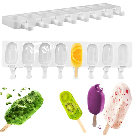 Silikon Eisformen für 8 Stieleis – Magnum Form – Wiederverwendbar – 41,8 x 12,9 cm