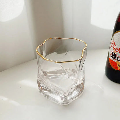 Set aus 2 Kaffeegläsern – 280 ml, goldgerändert – Unregelmäßiges Design