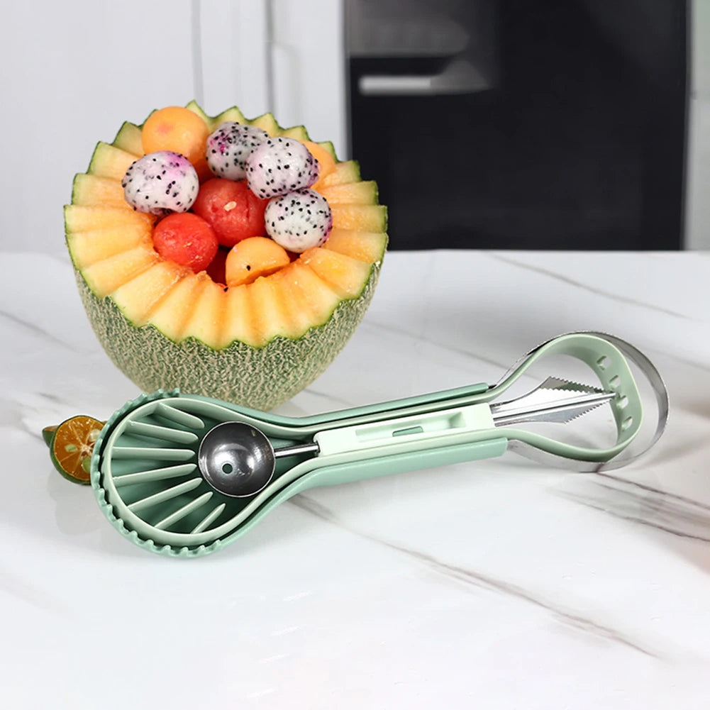 3-in-1 Wassermelonen Schneider & Schaufel – Edelstahl Fruchtschneider für Melonen, Tomaten & Gemüse