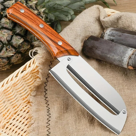 Hochwertiges Edelstahl Schälmesser – Ananasschneider & Gemüseschäler mit Holzgriff