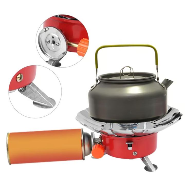 Kompakter Camping-Gasherd – Tragbarer Gaskocher für Outdoor, Wandern, Camping, Edelstahl, verstellbare Flammenkontrolle