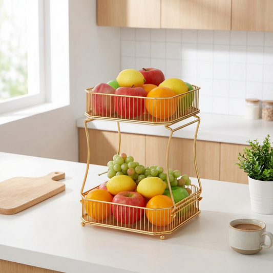 Obstkorb aus Metall – 2-stöckig und platzsparend