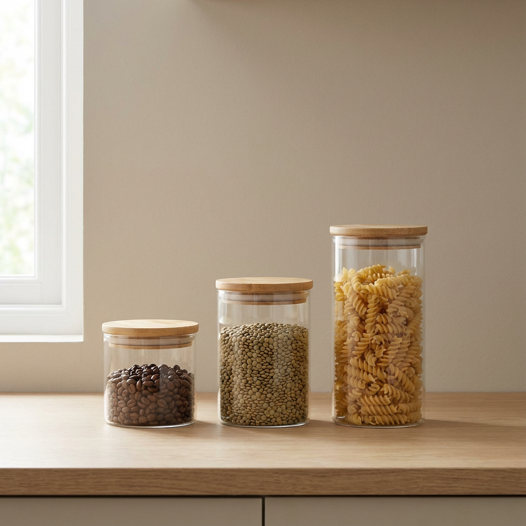 Glasbehälter mit Bambusdeckel