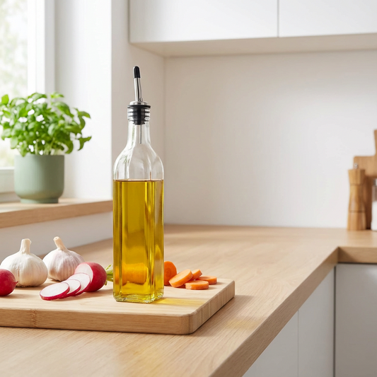 Ölflasche aus Glas mit Ausgießer