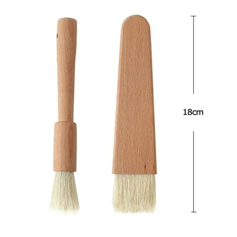 2 Stück Küchen Öl-Bürsten mit Holzgriff – BBQ Grill & Backpinsel, Butter, Honig, Sauce Pinsel für Kochen & Backen, 18cm