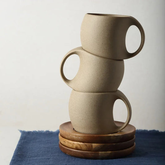 Set aus 3 Kaffeetassen mit Untertassen – Keramik – 220 ml – Perfekt für Frühstück & Nachmittagstee