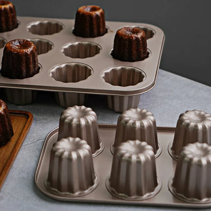 Muffinform – 6/12 Cups – Runde Backform aus Karbonstahl für Desserts & Kuchen