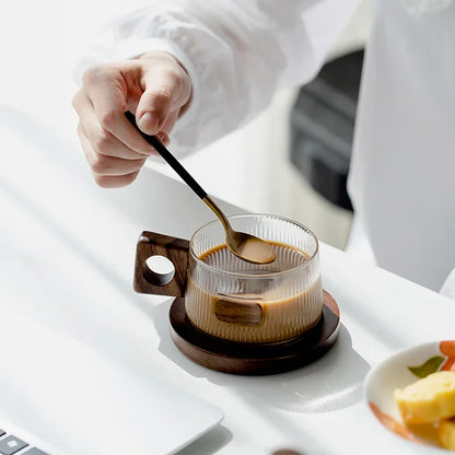 Kaffeetassen Set – 250 ml Gläser mit Untertasse & Löffel – Ideal für Tee & Kaffee