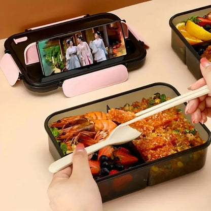 Bento-Lunchbox mit 3 Fächern, auslaufsichere Lebensmittelbox, 1500 ml, mikrowellengeeignet
