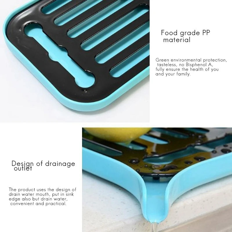 Plastik Abtropfgestell für die Spüle – Küchen Abtropfmatte mit Wasserablauf, 40 x 21 cm