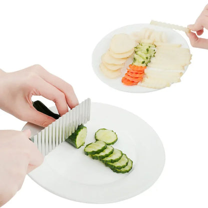 Edelstahl Kartoffelschneider Crinkle Cutter – Wellenmesser für Pommes, Gemüse & Obst
