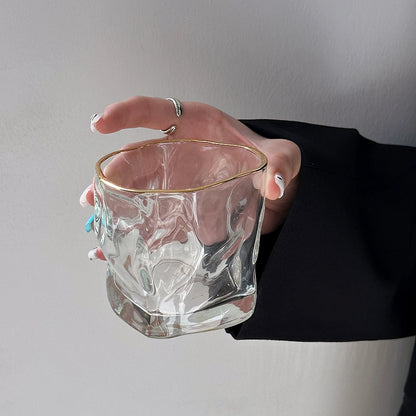 Set aus 2 Kaffeegläsern – 280 ml, goldgerändert – Unregelmäßiges Design