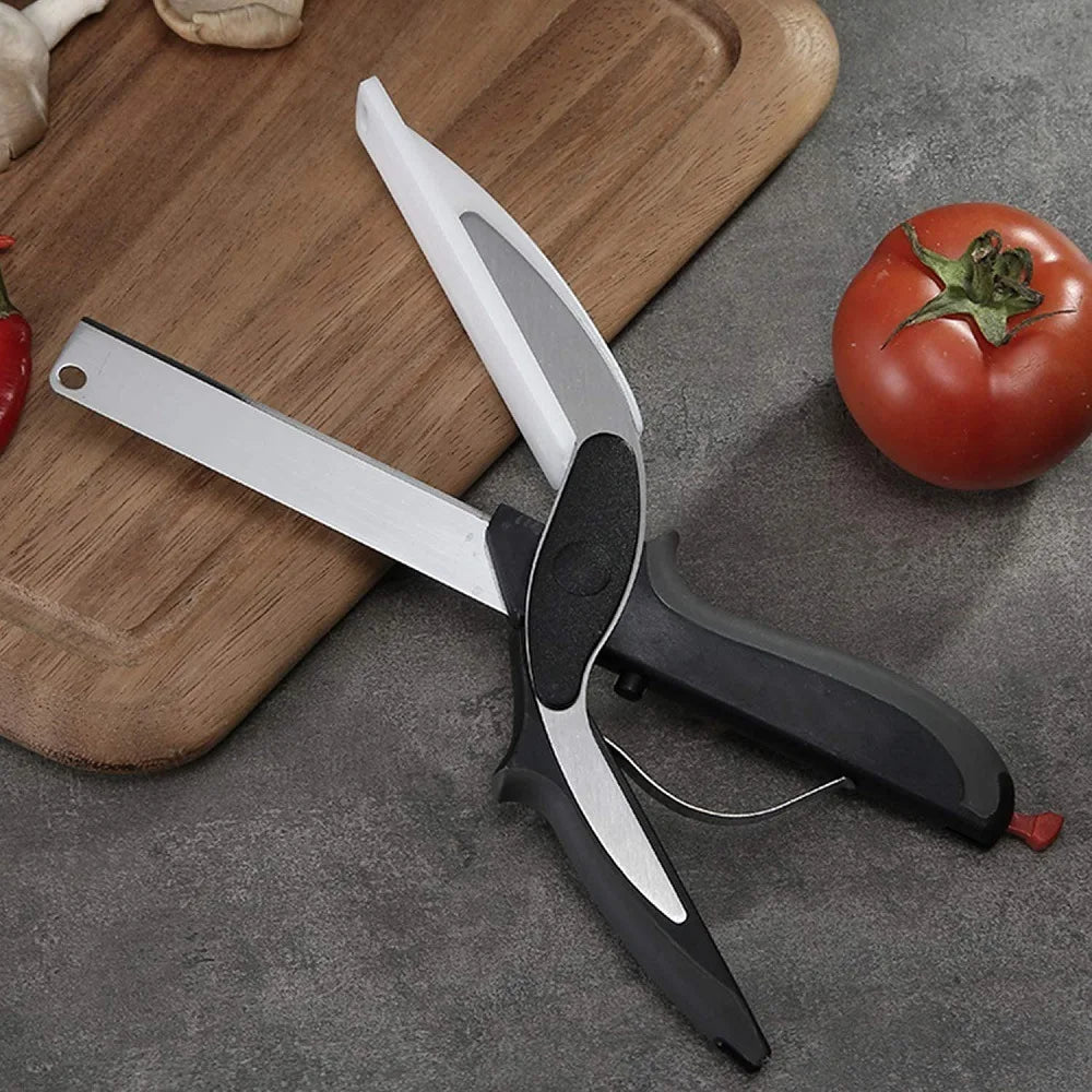 2-in-1 Küchenschere & Messer – Edelstahl Mehrzweckschere für Fleisch, Gemüse & Obst