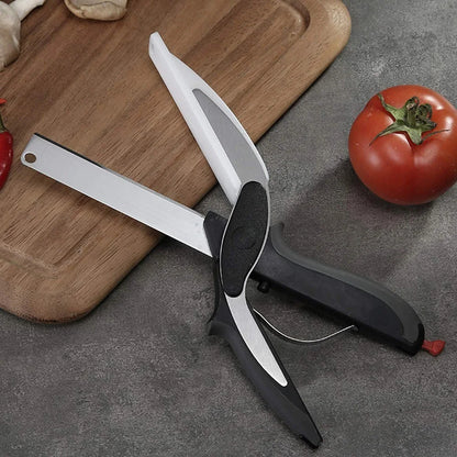 2-in-1 Küchenschere & Messer – Edelstahl Mehrzweckschere für Fleisch, Gemüse & Obst