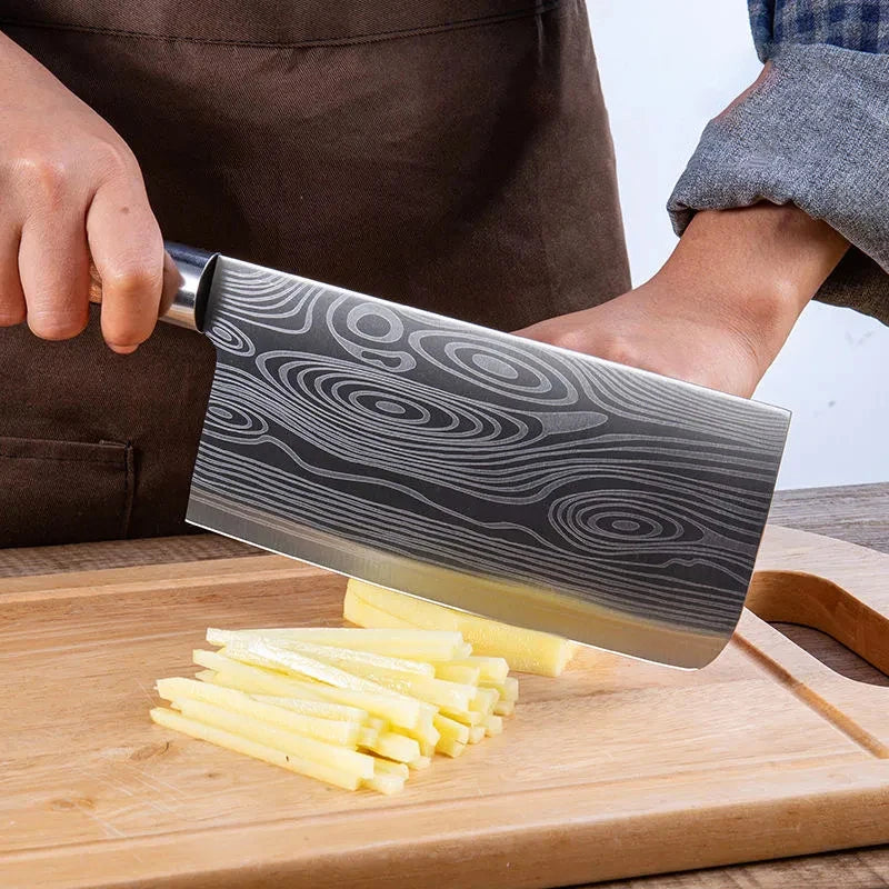 Laser Damascus Muster Küchenmesser, Scharfes, rostfreies Stahl Schneidewerkzeug für Fleisch, Fisch und Gemüse