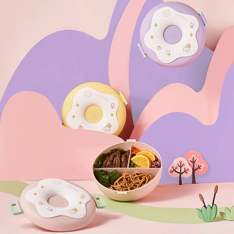 Kinder Bento Lunchbox 1000ml – Snackbox mit 3 Fächern, Mikrowellengeeignet, Auslaufsicher